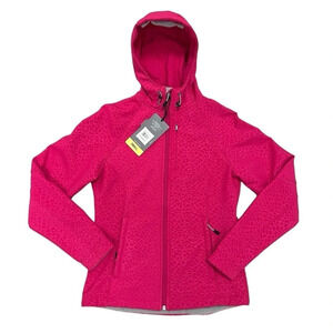 Kirkland Signature Women's Softshell Hooded Jacket Pink Fleece Lined Size S NEW